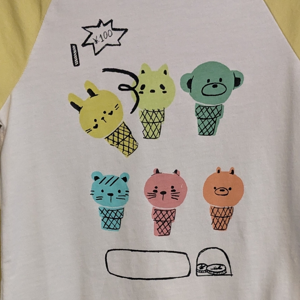 Tea Collection Yellow White Ice Cream Graphic Long Sleeve Cotton Shirt - Size 3 - Picture 2 of 6